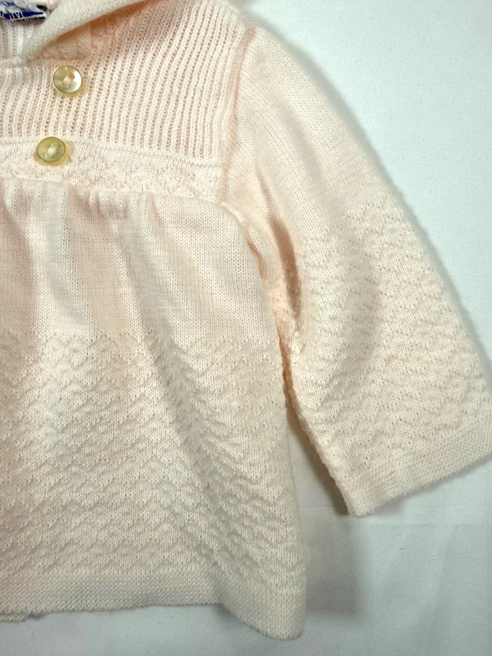 VINTAGE SEARS Girls Hooded‎ Knit Sweater Jacket 3-6 Months Cottagecore Heirloom